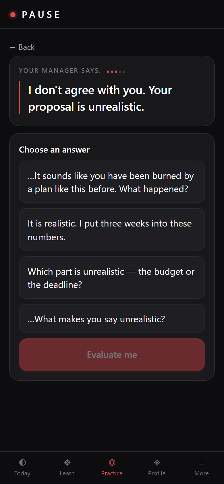 Four answers to choose from